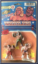 Brutus the Barber Beefcake / Jake the Snake Roberts  / Randy Savage from Action Wrestlers - Basic Series manufactured by Justen Products [Front]