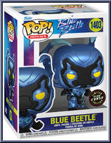 Blue Beetle (Crouching) (Glow in the Dark) (Chase) from Blue Beetle - Pop! Vinyl Figures manufactured by Funko [Front]