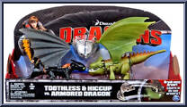 Toothless & Hiccup vs Armored Dragon (Green) from Dragons - Action Dragons manufactured by Spinmaster [Front]
