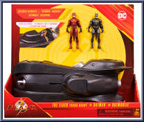 Flash (Young Barry) + Batman + Batmobile from Flash - Movie - Sets manufactured by Spinmaster [Front]