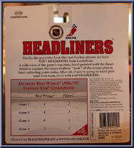 Detroit Red Wings Stanley Cup Champions from Hockey Headliners - 1997 Season manufactured by Corinthian [Back]