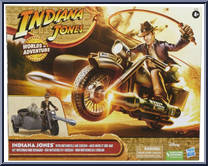 Indiana Jones (with Motorcycle and Sidecar) from Indiana Jones - 2023 - Worlds of Adventure manufactured by Hasbro [Front]