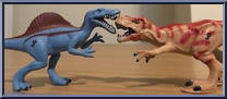Spinosaurus (Blue) / Tyrannosaurus (Tan) from Jurassic Park Dinosaurs (2004) - Dinosaur Packs manufactured by Hasbro [Loose]