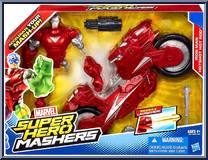 Iron Man (with Hotshot Hot Rod) from Marvel Super Hero Mashers - Vehicles manufactured by Hasbro [Front]