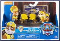 Rubble and Kitty from Paw Patrol - Pup-Fu manufactured by Spinmaster [Front]