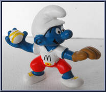 Baseball Pitcher Smurf from Smurfs - McDonald's manufactured by Peyo [Loose]