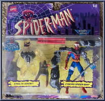 Venom (Stealth) & Spider-Man (Cyborg) from Spider-Man - Canadian 2-Pack - Series 2 manufactured by Toy Biz [Front]