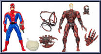 Carnage (Unleashed) & Spider-Man (Battle Ravaged) from Spider-Man - Canadian 2-Pack - Series 3 manufactured by Toy Biz [Loose]