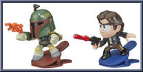 Boba Fett vs Han from Star Wars - Battle Bobblers - Basic Series manufactured by Hasbro [Loose]