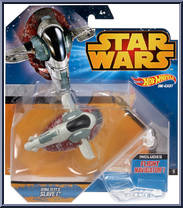 Boba Fett's Slave I from Star Wars - Hot Wheels Starships - Blue Card / Yellow Letters manufactured by Mattel [Front]