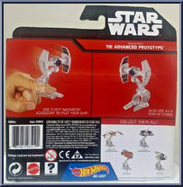 Inquisitor's TIE Advanced Prototype from Star Wars - Hot Wheels Starships - Black Card / White Letters manufactured by Mattel [Back]