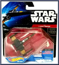 Poe's X-Wing Fighter (Wings Closed) from Star Wars - Hot Wheels Starships - Black Card / White Letters manufactured by Mattel [Front]