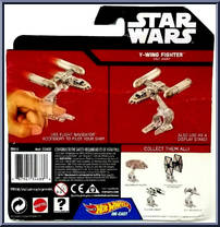 Y-Wing Fighter Gold Leader from Star Wars - Hot Wheels Starships - Black Card / White Letters manufactured by Mattel [Back]