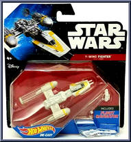 Y-Wing Fighter Gold Leader from Star Wars - Hot Wheels Starships - Black Card / White Letters manufactured by Mattel [Front]