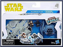 Millennium Falcon vs TIE Fighter from Star Wars - Micro Force - Vehicles manufactured by Hasbro [Front]