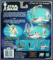 Yoda (with Super Battle Droid) from Star Wars - Saga - Attack of the Clones - Deluxe Figures manufactured by Hasbro [Back]