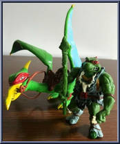 Cave Turtle Raph (with Tubular Pterodactyl) from Teenage Mutant Ninja Turtles - Cave Turtles manufactured by Playmates [Loose]