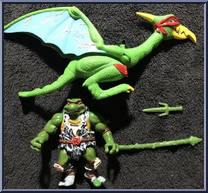 Cave Turtle Raph (with Tubular Pterodactyl) from Teenage Mutant Ninja Turtles - Cave Turtles manufactured by Playmates [Loose]