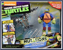 Leonardo (with Aerial Attack Battle Shell) from Teenage Mutant Ninja Turtles - Nickelodeon - Mutations manufactured by Playmates [Front]