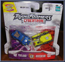 Payload vs Ascentor from Transformers - Cybertron - Mini-Cons manufactured by Hasbro [Front]