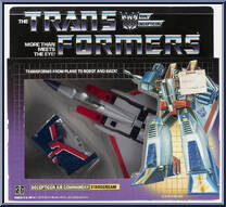 Starscream from Transformers - Generation 1 - Series 1 manufactured by Hasbro [Front]